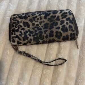 Maurices Brown and Black Leopard Print Wristlet